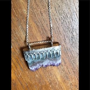 Amethyst Druzy & Sterling Silver Necklace Pendant
